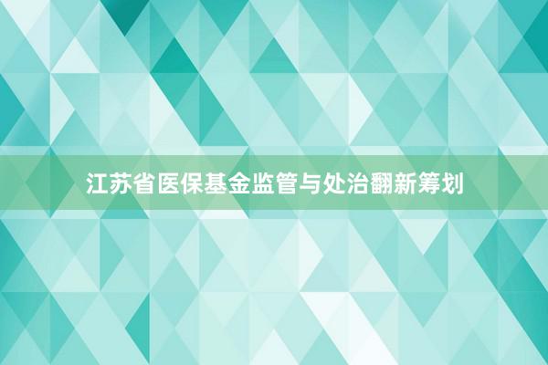 江苏省医保基金监管与处治翻新筹划